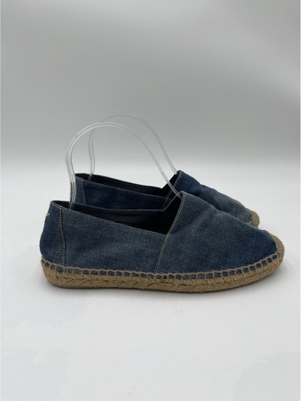 Saint Laurent Perseo denim espadrilles slip-on design jute midsole Size 36